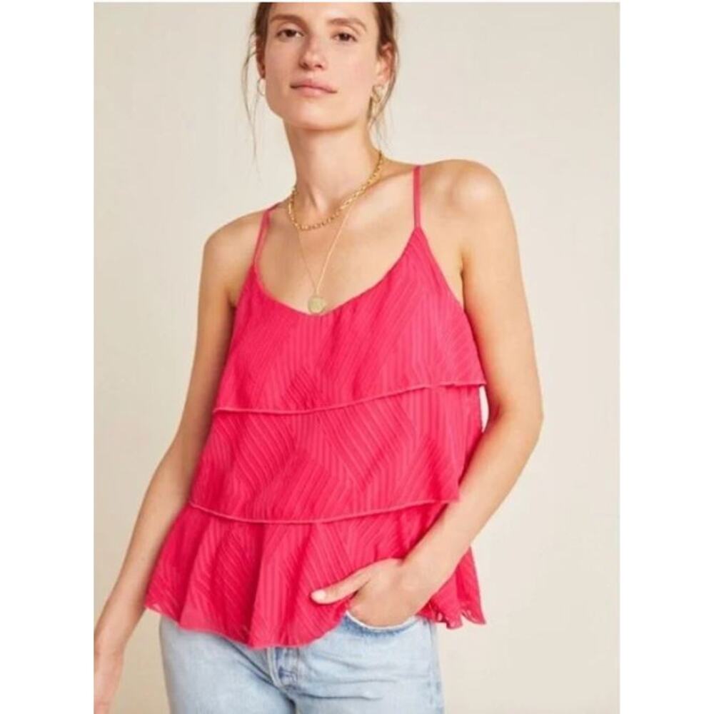 NWOT Anthropologie Amadi Ameline Pink Textured Tiered Tank - Size XL - Picture 2 of 8